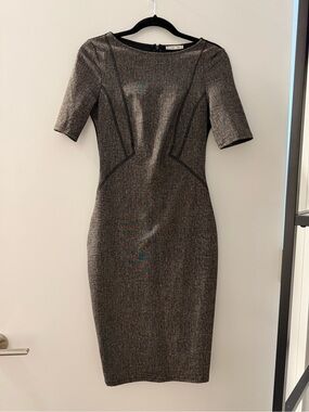 Zara Heathered Gray Midi Sheath Dress Size S